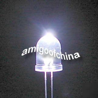 50X 10MM white 5000 mcd led bulb light free resistors