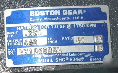 Boston worm gear speed reducer 100 series F71860B5H 
