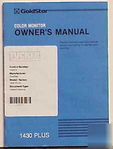 Gst 1430 plus color monitor owner's manual