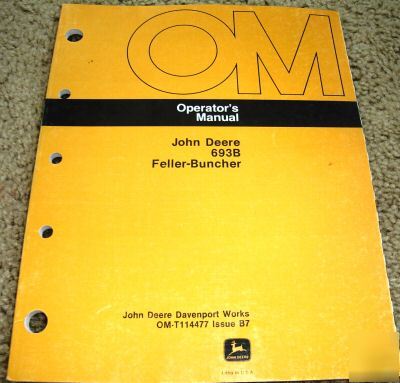 John deere 693B feller buncher operator's manual jd