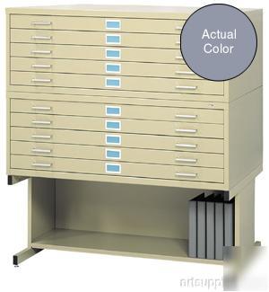 Two safco 5-drawer flat files & high base-38X50-gray