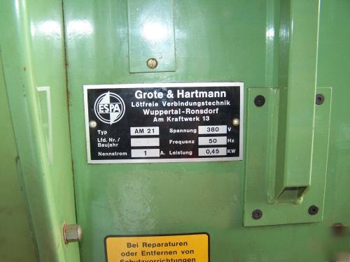Grote & hartmann am 21 schleuniger wire crimping press