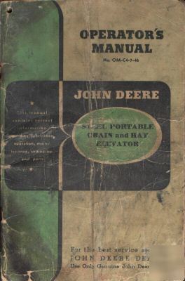 John deere steel portable elevator operator's manual