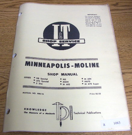 Minneapolis moline M5 M504 tractor i&t service manual 