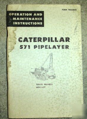 Caterpillar 571 pipelayer operator's manual cat