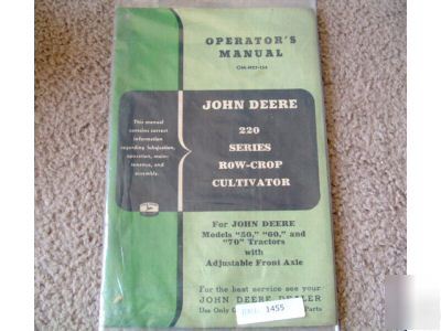 John deere 50 60 70 tractor 220 row crop ops manual
