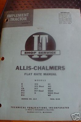Allis-chalmers flat rate manual i&t shop service