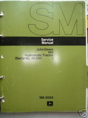 John deere 140 hydro tractor service manual &55,56,57 