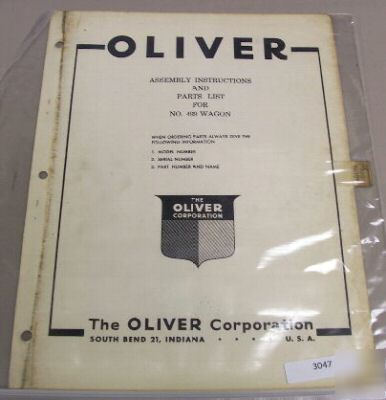 Oliver 499 wagon parts manual