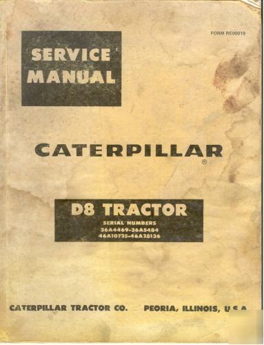 Caterpillar D8 D8H tractor service manual