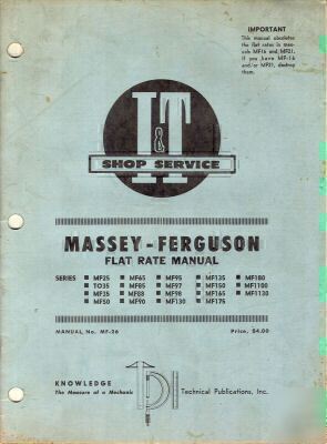 Massey ferg 25 TO1130 seriestractor i+t fl rate manual