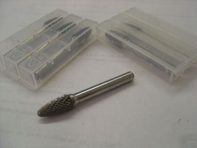 Qty(6)solid carbide round tree burrs- metal removal-bur