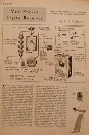 1943 vest pocket crystal receiver radio plans