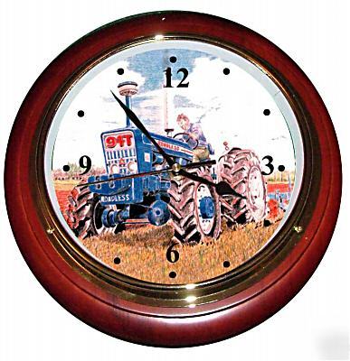 Ford roadless tractor print in a wooden clock 