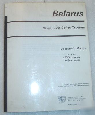 Belarus 600 series tractor operator's manual
