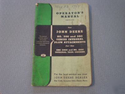 Vintage john deere operator manual for plow attachments