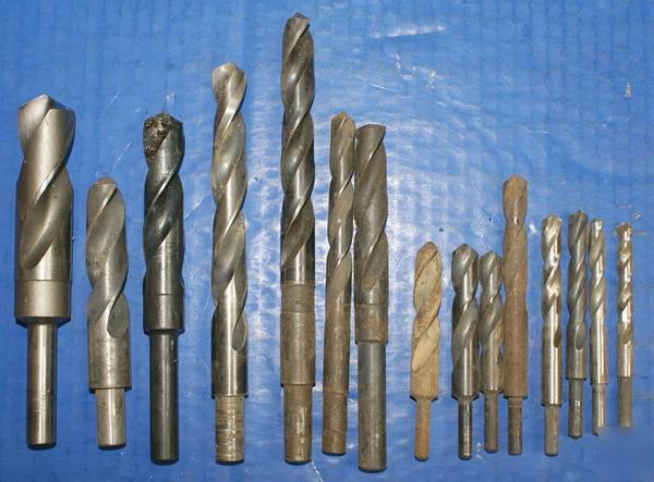 15 assorted used high speed steel drills bits 1