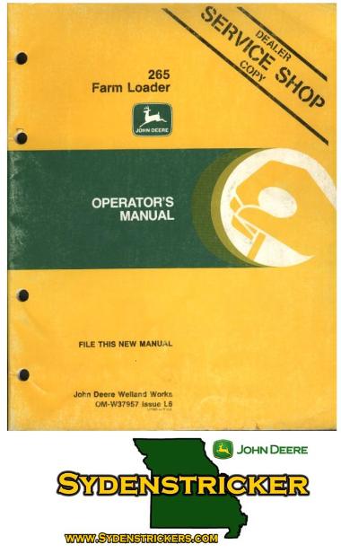 John deere 265 farm loader operators manual