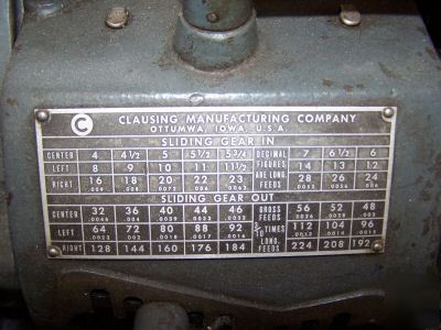 Clausing model 111 machine lathe very clean 