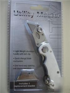 Folding mini lock back utility knife cutter w/blades