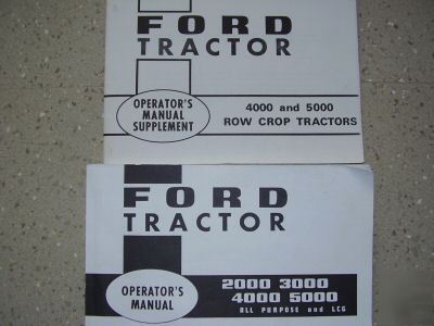 Ford 4000 5000 row crop tractor operator's manuals