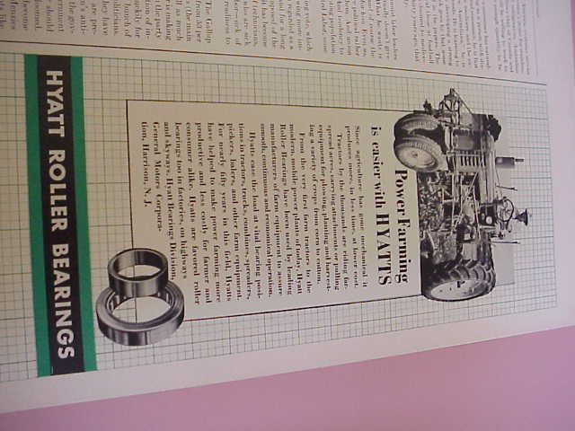 50S hyatt roller bearings ad vintage john deere tractor