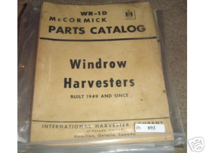 International mccormick windrow harvester parts catalog