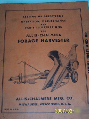 Forage harvester manual allis chalmers,antique,vintage