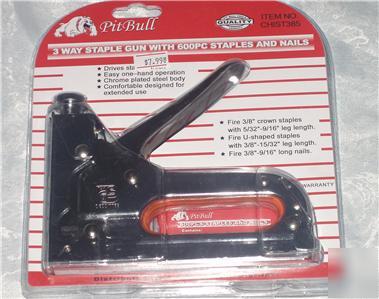 Heavy duty 3 way staple gun tool stapler staples/nails
