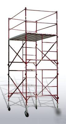 10' x 5' x 7' rolling scaffolding tower w/guardrails,