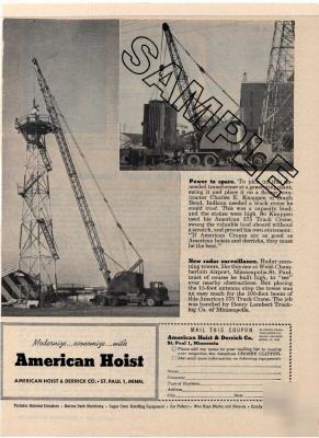 American hoist model 375 truck crane 1953 magazine ad