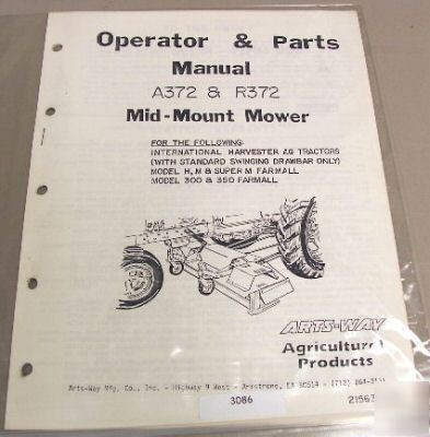 Arts-way A372 R372 mower operators and parts manual