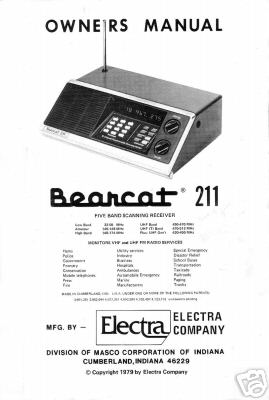 Bearcat 211 scanning receiver owners manual