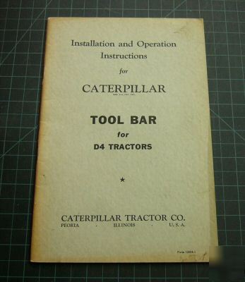 Cat caterpillar D4 tool bar operation shop manual dozer