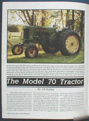 John deere model 70 tractor green magazine 1994