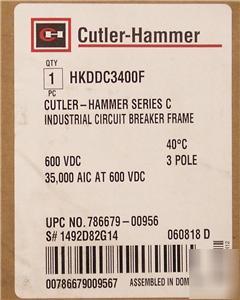 New cutler hammer HKDDC3400F 3P 600 vdc circuit breaker