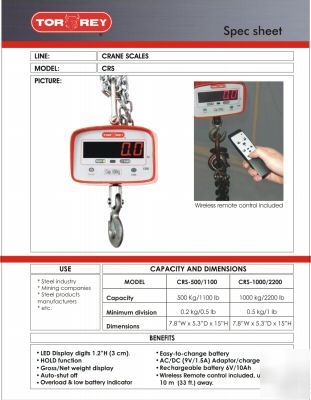 Crane scale-hanging scale-digital-2000LB-remote control