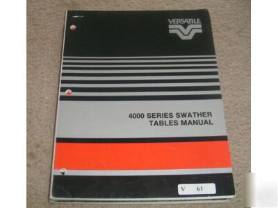 Versatile 4000 series swather header parts op manual