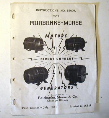1941 fairbanks morse 1800A dc motor generator manual