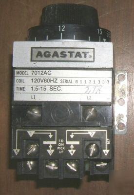 Agastat relay #7012AC 1.5-15 sec. td on pick up