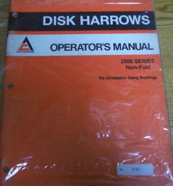 Allis chalmer 2500 non-fold disk harrow operator manual