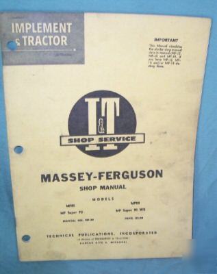 Massey ferguson tractor mf-85, , 90 &wr diesel manual