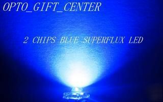 New 30PCS 2-chips blue piranha superflux led 80MA@21LM