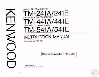 Trio kenwood tm-241A tm-441A tm-541A tm-241E manual
