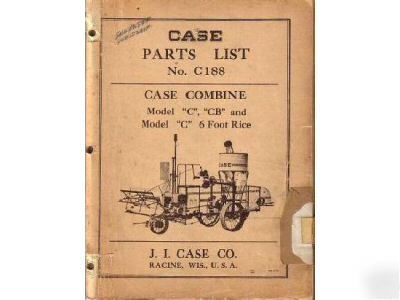 Ji case c cb combine parts list 1940S