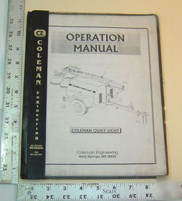 Coleman quiet-light operation, parts & maint. manual 