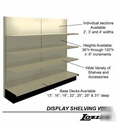 Lozier wall shelving 100' long 8' high with shelves