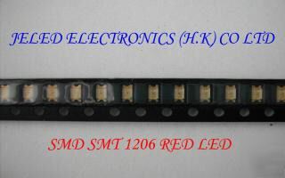 New 100X smd smt leds 1206 red (80-100MCD) free ship