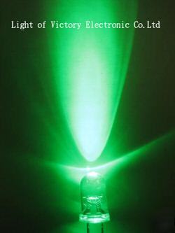 New 200 5MM pure green led lamp 17,000 mcd f/s,f/r 