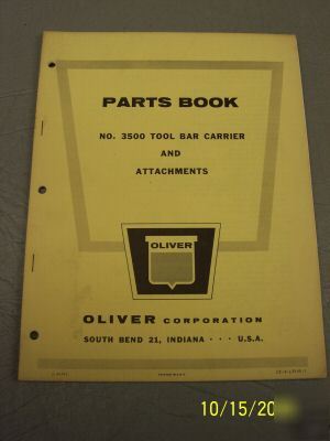 Oliver tractor parts book manual 3500 tool bar carrier